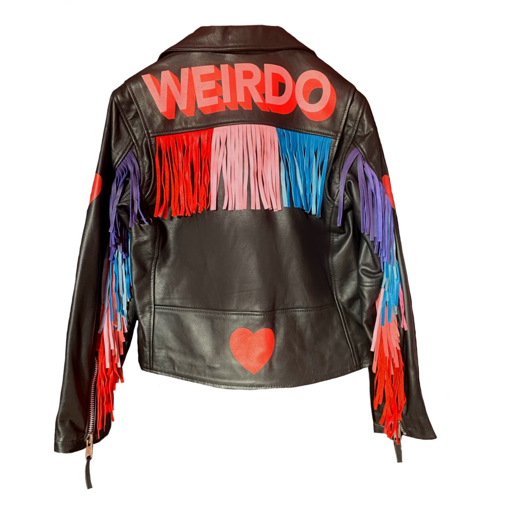 WEIRDO fringed rainbow biker jacket - laurieleestudio